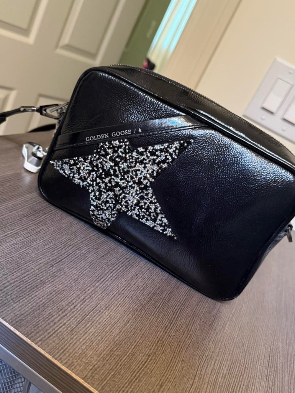 Golden Goose Black Leather Shoulder Bag with Embellished Star - Picture 2 of 8